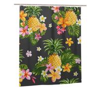 BWWHCCTI Tropical Pineapple Hawaiian Printed Shower Curtain With 12 Plastic Hooks Opaque Quick Drying Waterproof Shower Curtains Sets For Bathroom 152x183 Cm