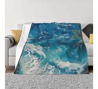BWWHCCTI Tropical Sea Beach Theme Printed Flannel Blanket 80x60 inches for Bed Couch Sofa Office, Anti-Pilling Warm Throw Blankets for All Seasons