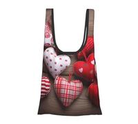 BWWHCCTI Valentine's Hearts Printed Shoulder Shopping Bag for Women, Foldable Tote Bag Waterproof Shopper Bags for College School Work Travel Shopping