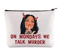 BWWKTOP Bailey Fans Cosmetic Makeup Bag True Crime Junkie Gifts On Mondays We Talk Murder Zipper Pouch Bag For Murder Show Lovers, We Talk Murder, Bag