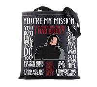 BWWKTOP Bucky Tote Bag Superheros Barnes Fans Gift Even When I Had Nothing White Wolf Shoulder Bag Bucky Merch, You're My Mssion Bl, One Size