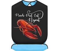 BWWKTOP Crawfish Bib for Adults With Crumb Catcher - Pinch Peel Eat & Repeat Lobster Party Bib (Pinch Peel)