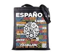 BWWKTOP Espanol Canvas Tote Bag - Spanish Teacher Gift - Mom Shoulder Bag, Espanol Bl, L