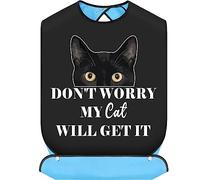 BWWKTOP Funny Black Cat Adult Bibs With Crumb Catcher Gag Pranks Bib Adjustable Dining Feeding Eating Clothing Protectors (DON'T WORRY)