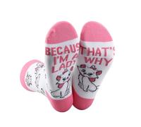 BWWKTOP Funny Marie Socks Cat Gifts Because I'm a Lady That's Why Cat Socks Cartoon Movie Merchandise, Marie, Medium-Large