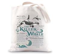 BWWKTOP Killer Whale Tote Bag Orca Lover Gift Orcinus Orca Canvas Shoulder Bag Ocean Animal Merch, Killer Whale Tg, 14.56 x 12.59 inches