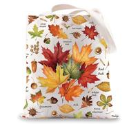 BWWKTOP Maple & Oak Foliage Tote Bag Maple Collector Gift Ginkgo Beech Leaf Reusable Grocery Bag Fallen Leaves Merch, Maple Leaf Tg, 14.56 x 12.59 inches