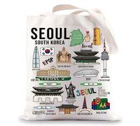 BWWKTOP Seoul Tote Bag, South Korea Souvenirs & Gifts Travel Shoulder Bag, One Size, Fit