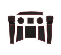 BWZJS For Seat, Ibiza Tipo 6F Non-Slip Rubber Mats, for Centre Console, Armrest Storage, Cup Holder, Door Slot, Car Interior Accessories Mat, Pack of 9 Car Dashboard Anti Slip Mat(Red)