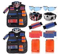 Bx-009 Kids Tactical Vest Kit for Nerf Blaster Game with Refill Darts, Reload Clips, Face Mask, Wrist Bands, and Protective Glasses