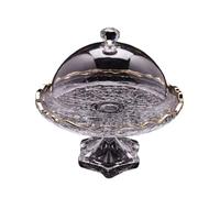 Bx9rE7tK3g Cake Stand Creative Bark-Patterned Crystal Glass Cake Stand With Lid, Snack And Pastry Tray Cake Display Stand