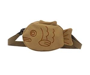 BXCNCKD Cute cartoon fish canvas messenger bag embroidered girl messenger bag, Brown
