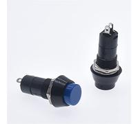 BXCONJUBC Switch 10pcs PBS-11A PBS-11B 12mm Self-locing Self-Recovery Plastic Push Button Momentary 3A 250V AC 2PIN 6Color PB-305A(PBS-11 blue,Momentary)