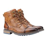BXCZEDW Men’s Oxford Boots, Casual Mid-Top Snow Ankle Boots, Alaskan Magic Shoes, Anti Slip Lace-Up Side Zipper Motorcycle Boots (Camel,10)