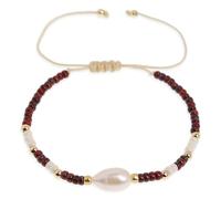 BXDA Freshwater Pearl seed Bead Adjustable Bracelets for Women, Dainty Handmade Stone Beaded String Friendship Bracelet Summer Beach Jewelry Gift, 6"-11", Stainless Steel, no gemstone