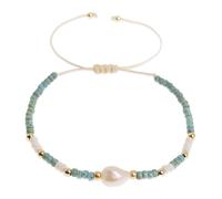 BXDA Freshwater Pearl seed Bead Adjustable Bracelets for Women, Dainty Handmade Stone Beaded String Friendship Bracelet Summer Beach Jewelry Gift, 6"-11", Stainless Steel, no gemstone