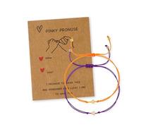 BXDA Valentine Day Gold Heart Matching Couples Bracelets Set for Women, Pinky Promise His and Her Handmade Adjustable Colorful String Friendship Outfit Accessories Jewelry Gift., 6"-11", Brass, no