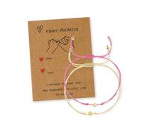 BXDA Valentine Day Gold Heart Matching Couples Bracelets Set for Women, Pinky Promise His and Her Handmade Adjustable Colorful String Friendship Outfit Accessories Jewelry Gift., 6"-11", Brass, no
