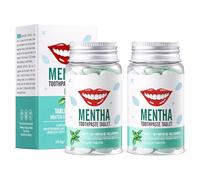 Bxdayyskr 2 Bottles of 60 Mint Nano hydroxyapatite Chewing Toothpaste Tablets, Free of Fluoride and Plastic, Suitable for Sensitive Teeth and Travel - mini Solid Toothpaste