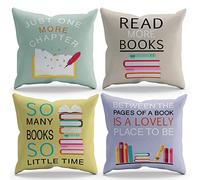 BXFAHZJ Classroom Pillows Throw Pillow Cover Library Decor Reading Nook Book Theme 18x18 Inch Set of 4 Decor for Home Reading Room Dorm Gifts for Book Lovers Student.