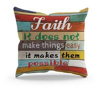 BXFAHZJ Inspirational Luke 1:37 Faith It Does Not Make Things Easy It Makes Them Possible Throw Pillow Cover Pillowcase Christian Theme 18x18 Inch Decor for Sofa Bed Couch,Christian Gifts