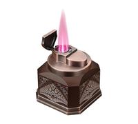 BXFFFCEO Decorative desktop lighter, decorative metal butane lighter, four-flame nozzle, push-to-ignite, refillable, suitable for home and office use(A)