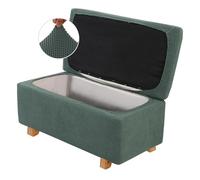 BXFUL 2 Piece Stretch Ottoman Cover Folding Storage Stool Furniture Protector Ottoman Slipcovers Rectangle with Elastic Bottom for Living Room (Large,Green)