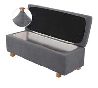 BXFUL 2 Piece Stretch Ottoman Cover Folding Storage Stool Furniture Protector Ottoman Slipcovers Rectangle with Elastic Bottom for Living Room (X-Large,Grey)