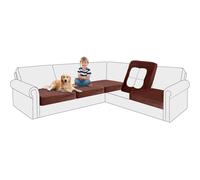 BXFUL 5 Pieces Sectional Sofa Seat Cushion Covers, Stretch Velvet L Shape Separate Couch Cushion Slipcovers, Thick Washable Non-Slip Corner Furniture Protector (Dark Coffee,5 Seater)