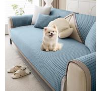 BXFUL New Cooling Ice Silk Sofa Cover Washable - Summer Universal Sofa Cushion Cover, Non-Slip 1 2 3 Seater Couch Cover for Sectional Sofa, Sofa Slipcover L Shape Furniture Protector (Blue,90x280cm)