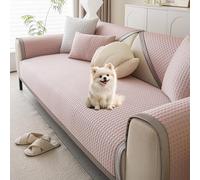 BXFUL New Cooling Ice Silk Sofa Cover Washable - Summer Universal Sofa Cushion Cover, Non-Slip 1 2 3 Seater Couch Cover for Sectional Sofa, Sofa Slipcover L Shape Furniture Protector (Pink,70x210cm)