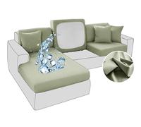 BXFUL Sofa Seat Cushion Covers, Stretch Ice Silk Sofa Cushion Slipcovers, Couch Cushion Covers Replacement for Cushion Furniture Protector with Elastic Fabric (1-Seater,Green)