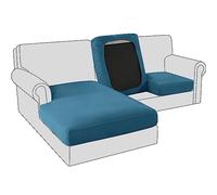 BXFUL Sofa Seat Cushion Covers, Stretch Velvet Sofa Cushion Slipcovers, Couch Cushion Covers Replacement for Individual Cushion with Elastic Fabric (3-Seater,Peacock Blue)