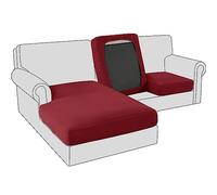 BXFUL Sofa Seat Cushion Covers, Stretch Velvet Sofa Cushion Slipcovers, Couch Cushion Covers Replacement for Individual Cushion with Elastic Fabric (4-Seater,Wine Red)