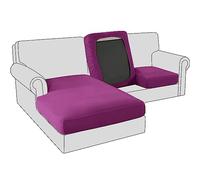 BXFUL Sofa Seat Cushion Covers, Stretch Velvet Sofa Cushion Slipcovers, Couch Cushion Covers Replacement for Individual Cushion with Elastic Fabric (Large 3-Seater,Purple)