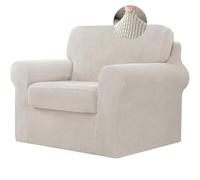 BXFUL Stretch Sofa Cover with Separate Backrests Covers and Seat Cushions, Sofa Slipcover Anti-Slip with Elastic Band, Jacquard Fabric Furniture Protector (1 Seater(80-120cm),Beige)