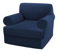 BXFUL Stretch Sofa Covers with Separate T Cushion Covers Jacquard Sofa Slipcover Replacement Washable Furniture Protector with Elastic Bottom (Armchair,Navy Blue)