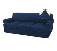 BXFUL Stretch Sofa Covers with Separate T Cushion Covers Jacquard Sofa Slipcover Replacement Washable Furniture Protector with Elastic Bottom (Sofa,Navy Blue)