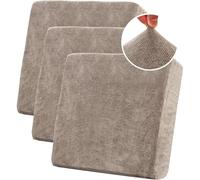 BXFUL Stretch Sofa Seat Cushion Covers, Chenille Sofa Cushion Slipcovers, High Stretch Couch Covers for Living Room Non Slip Furniture Slipcover with Elastic Bottom (3PC 1-Seater,Taupe)