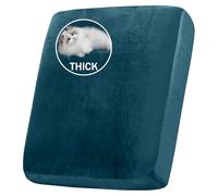 BXFUL Stretch Velvet Sofa Seat Cushion Cover, Removable Sofa Couch Covers with Elastic Bottom, Washable Furniture Slipcovers Protector for Kids and Pets (Large 1-Seater,Deep Blue)