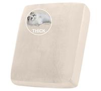 BXFUL Stretch Velvet Sofa Seat Cushion Cover, Removable Sofa Couch Covers with Elastic Bottom, Washable Furniture Slipcovers Protector for Kids and Pets (Large 1-Seater,White Teeth)