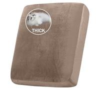 BXFUL Stretch Velvet Sofa Seat Cushion Cover, Removable Sofa Couch Covers with Elastic Bottom, Washable Furniture Slipcovers Protector for Kids and Pets (Large 1-Seater,Taupe)