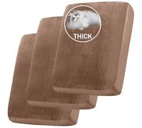 BXFUL Stretch Velvet Sofa Seat Cushion Cover, Removable Sofa Couch Covers with Elastic Bottom, Washable Furniture Slipcovers Protector for Kids and Pets (3PC 1-Seater,Leather)