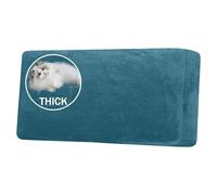 BXFUL Stretch Velvet Sofa Seat Cushion Cover, Removable Sofa Couch Covers with Elastic Bottom, Washable Furniture Slipcovers Protector for Kids and Pets (3-Seater,Peacock Blue)