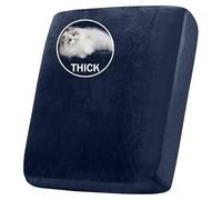 BXFUL Stretch Velvet Sofa Seat Cushion Cover, Removable Sofa Couch Covers with Elastic Bottom, Washable Furniture Slipcovers Protector for Kids and Pets (1-Seater,Navy Blue)