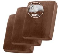 BXFUL Stretch Velvet Sofa Seat Cushion Cover, Removable Sofa Couch Covers with Elastic Bottom, Washable Furniture Slipcovers Protector for Kids and Pets (3PC 1-Seater,Caramel)