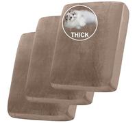 BXFUL Stretch Velvet Sofa Seat Cushion Cover, Removable Sofa Couch Covers with Elastic Bottom, Washable Furniture Slipcovers Protector for Kids and Pets (3PC 1-Seater,Taupe)