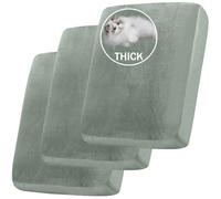 BXFUL Stretch Velvet Sofa Seat Cushion Cover, Removable Sofa Couch Covers with Elastic Bottom, Washable Furniture Slipcovers Protector for Kids and Pets (3PC Large 1-Seater,Green)