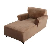 BXFUL Velvet Chaise Lounge Cover, High Stretch Chaise Chair Cover for Living Room Soft Chaise Slipcovers with Double Arms Luxury Chaise Lounge Sofa Cover, Machine Washable (Leather)