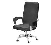 BXFUL Velvet Office Chair Cover with 2 Arm Covers, Stretch Computer Armchair Slipcover, Replacement Washable Seat Protector for Desk/Swivel Chairs (Black,Large)